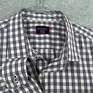 Untuckit Shirt Mens 2XL Blue White Plaid  Button Down Long Sleeve EUC XL